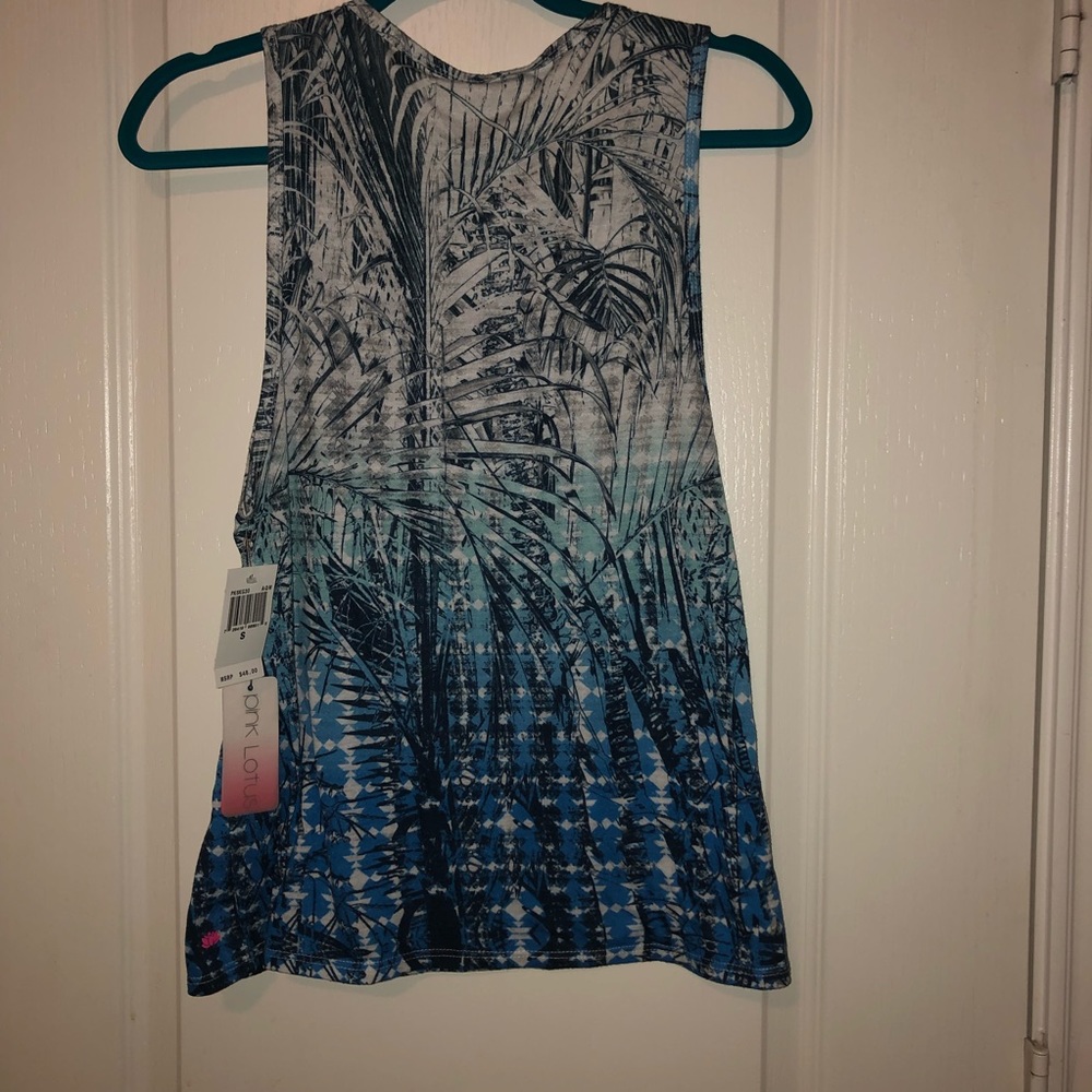 Blue Ombré Tropical Yoga Top - Picture 2 of 3